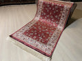 3x5 Silk Runner Rug, Red Floral Allover, Ivory Border, Turkish Oriental Hallway Rug