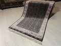 3x5 ft Black Floral Runner, Modal Silk Runner, Turkish Hallway Rug