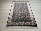 3x5 ft Black Floral Runner, Modal Silk Runner, Turkish Hallway Rug