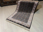 3x5 ft Black Floral Runner, Modal Silk Runner, Turkish Hallway Rug