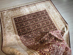 6x8 ft Burgundy Silk Rug, Turkish Area Rug, Luxury Living Room Carpet