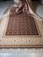 6x8 ft Burgundy Silk Rug, Turkish Area Rug, Luxury Living Room Carpet