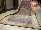 8x11 ft Luxury Dome Medallion Modal Silk Rug, Turkish Area Rug, Mosaic Floral Carpet