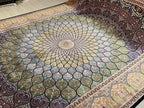 8x11 ft Luxury Dome Medallion Modal Silk Rug, Turkish Area Rug, Mosaic Floral Carpet