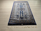 3x5 ft Modern Blue Modal Silk Rug Runner, Turkish Style Hallway Decor