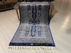 3x5 ft Modern Blue Modal Silk Rug Runner, Turkish Style Hallway Decor