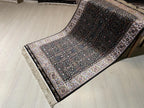 3x5 ft Black Floral Runner, Modal Silk Runner, Turkish Hallway Rug