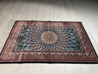 2x3 ft Colorful Small Silk Rug, Lotus Flowers Patternd, Turkish Style Carpet
