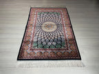 2x3 ft Colorful Small Silk Rug, Lotus Flowers Patternd, Turkish Style Carpet