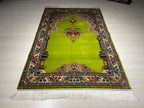 Green Islamic Prayer Rug, Modal Silk Prayer Mat, Floral Mihrab Design Muslim Gift