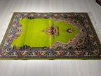 Green Islamic Prayer Rug, Modal Silk Prayer Mat, Floral Mihrab Design Muslim Gift