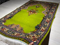 Green Islamic Prayer Rug, Modal Silk Prayer Mat, Floral Mihrab Design Muslim Gift
