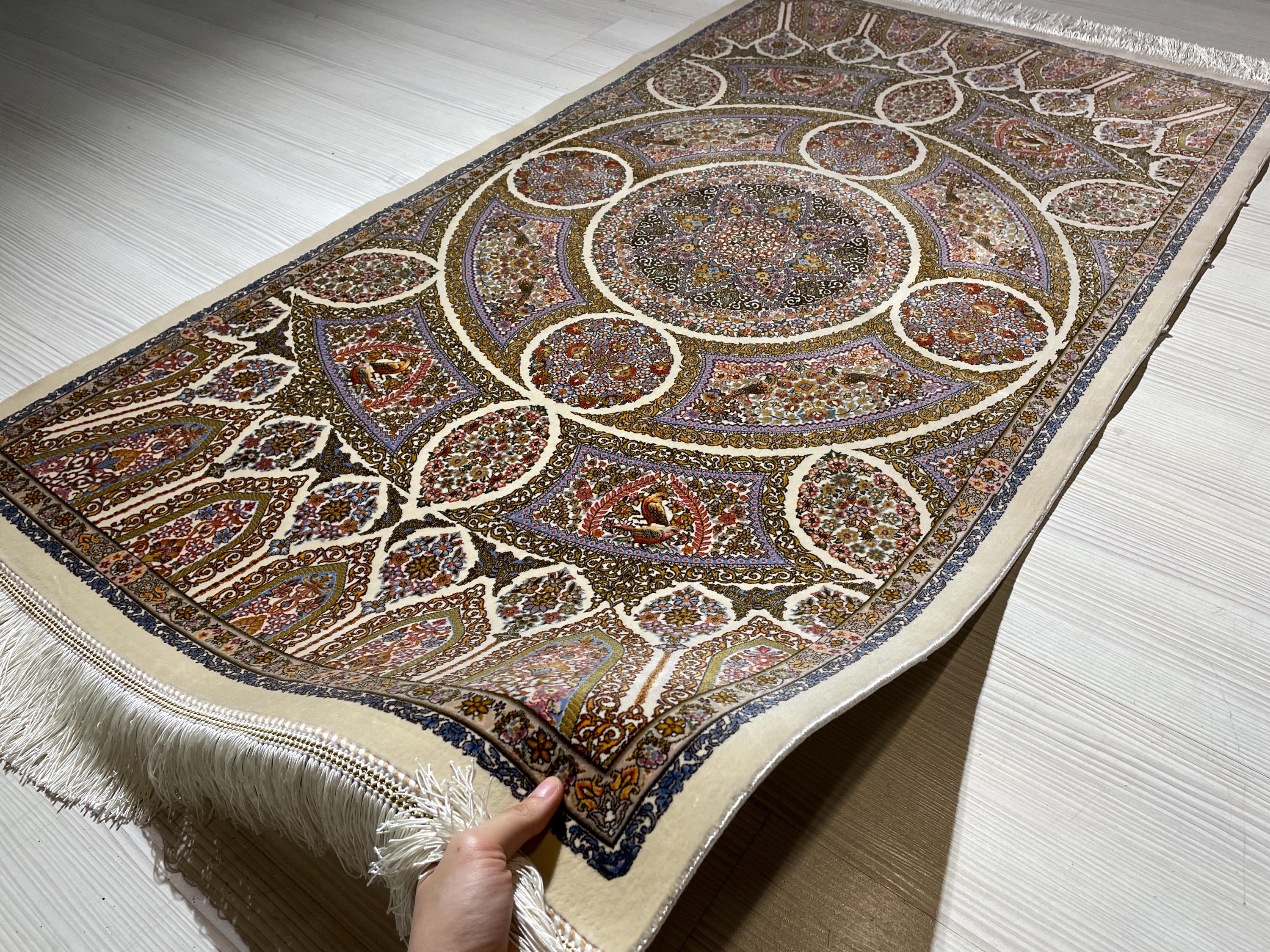 3x5 ft Tree of Life Modal Silk Rug, Turkish Accent Rug, Ottoman Floral Carpet