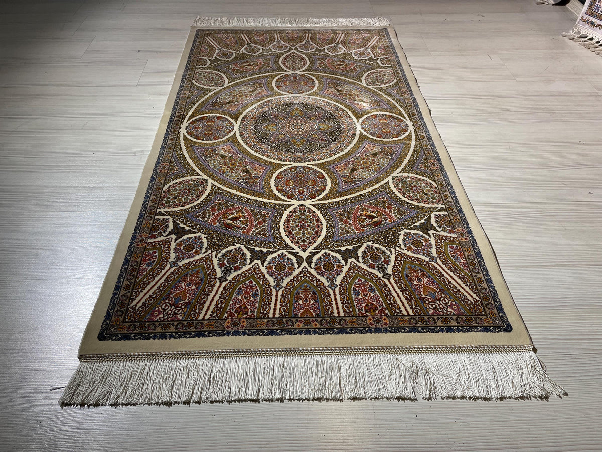3x5 ft Tree of Life Modal Silk Rug, Turkish Accent Rug, Ottoman Floral Carpet