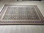 6x8 ft Navy Blue Beige Silk Rug, Luxury Living Room Rug, Turkish Silk Carpet
