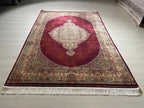 5x8 ft Red Bamboo Silk Rug, Luxury Turkish Style Rug, Oriental Silk Carpet