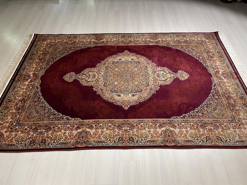 5x8 ft Red Bamboo Silk Rug, Luxury Turkish Style Rug, Oriental Silk Carpet