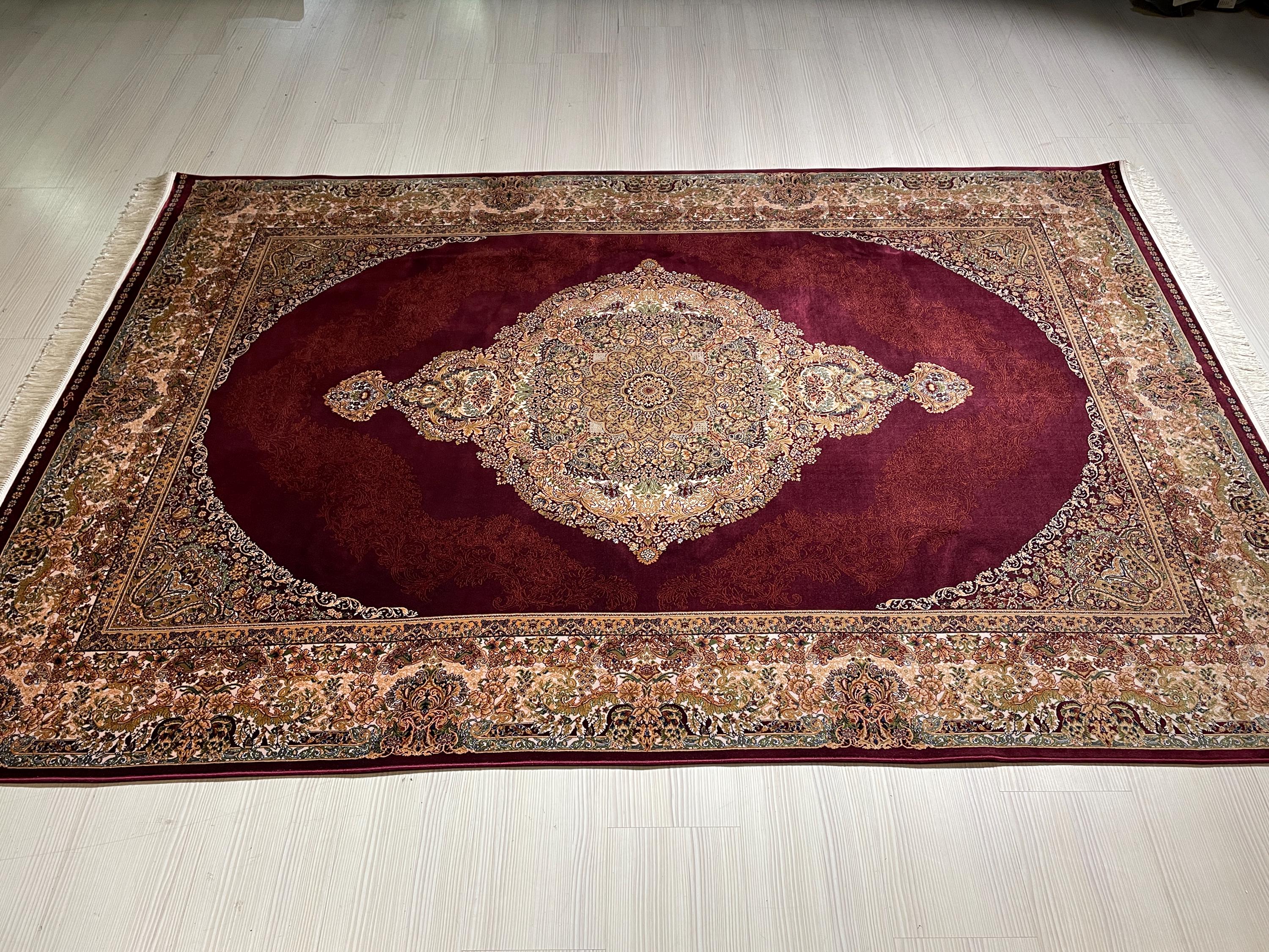 5x8 ft Red Bamboo Silk Rug, Luxury Turkish Style Rug, Oriental Silk Carpet