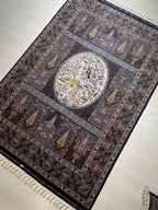 5x8 ft Tree of Life Silk Rug, Garden Design, Floral Area Rug, Black Luxury Living Room Carpet
