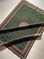 6x8 ft Modal Silk Rug, Green Lotus Floral Pattern, Luxury Living Room Carpet