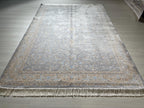 5x8 ft Gray Floral Silk Rug, Turkish Style, Luxury Living Room Rug