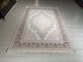5x8 ft Beige Brown Bamboo Area Rug, Medallion Carpet, Elegant Living Room Rug