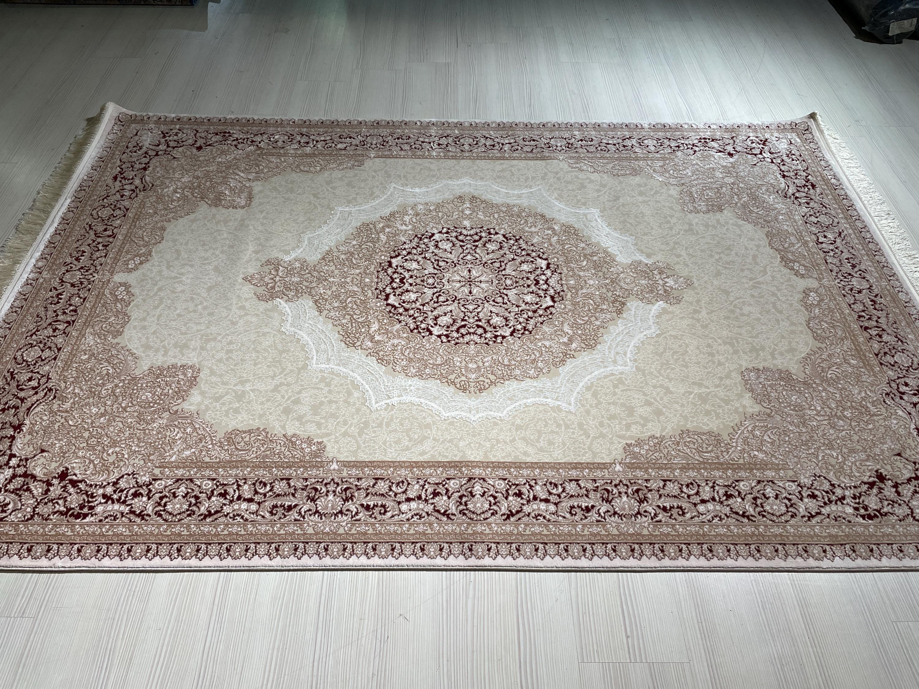 5x8 ft Burgundy Ivory Bamboo Area Rug, Turkish Luxury Carpet, Classic Living Room Rug