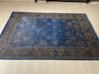 5x8 ft Navy Blue Gold Luxury  Area Rug, Turkish Style Living Room Carpet