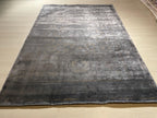 5x8 ft Smoky Gray Geometric Bamboo Rug, Luxury Modern Living Room Rug