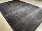 5x8 ft Smoky Gray Geometric Bamboo Rug, Luxury Modern Living Room Rug
