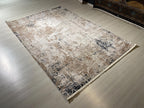 5x8 ft Beige Abstract Bamboo Rug, Modern Area Rug, Neutral Living Room Carpet