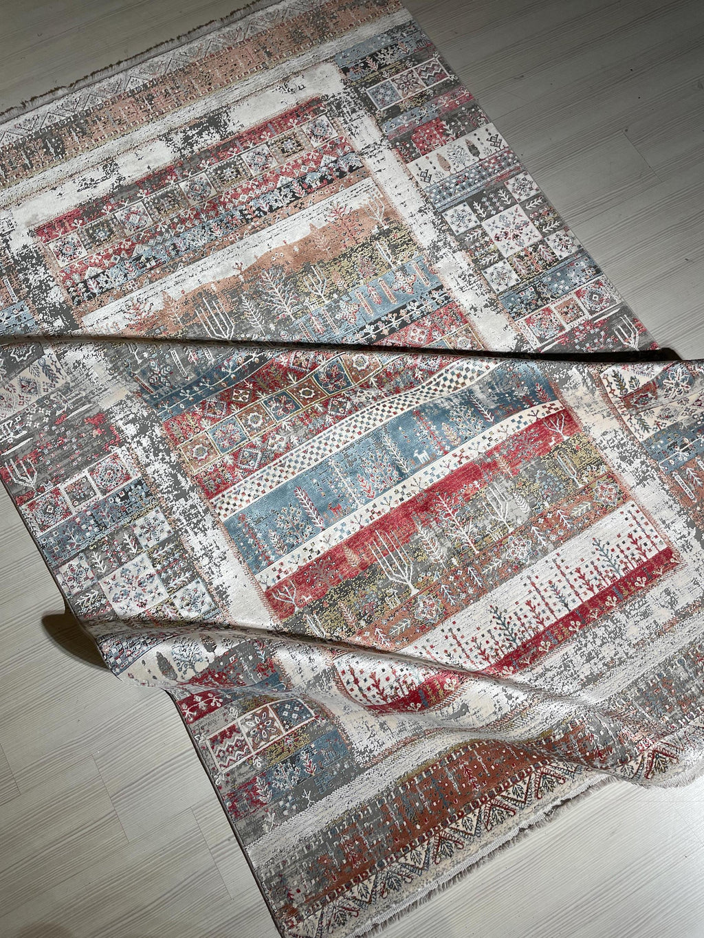 5x8 ft Boho Tribal Bamboo Rug, Multicolor Area Rug, Southwestern Living Room Carpet