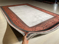 5x8 ft Coral Border Bamboo Rug, Modern Area Rug, Neutral Living Room Carpet