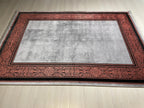 5x8 ft Coral Border Bamboo Rug, Modern Area Rug, Neutral Living Room Carpet
