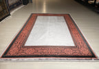 5x8 ft Coral Border Bamboo Rug, Modern Area Rug, Neutral Living Room Carpet
