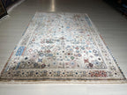 5x8 ft Ivory Tribal Bamboo Rug, Geometric Area Rug, Boho Living Room Carpet