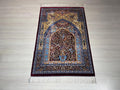 Bamboo Silk Prayer Rug, Floral Vase Rug, Burgundy Accent Carpet