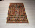 Silk Prayer Rug, Floral Mihrab Rug, Islamic Decor, Luxury Prayer Mat