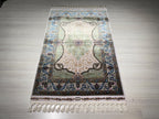 3x4 ft Emerald Green Modal Silk Accent Rug, Floral Medallion Area Rug for Entryway Decor