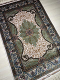 3x4 ft Emerald Green Modal Silk Accent Rug, Floral Medallion Area Rug for Entryway Decor