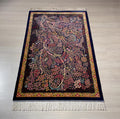 3x5 ft Blue Floral Silk Runner Rug, Turkish Small Rug, Oriental Silk Carpet