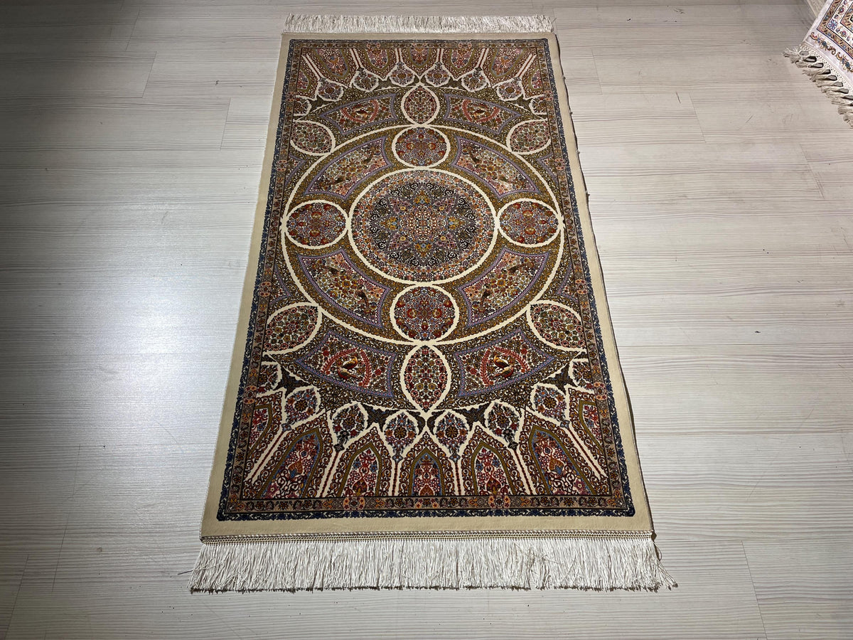 3x5 ft Tree of Life Modal Silk Rug, Turkish Accent Rug, Ottoman Floral Carpet
