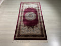 3x5 ft Burgundy Silk Hallway Runner Rug, Traditional Medallion Design, Turkish Style Runner Carpet