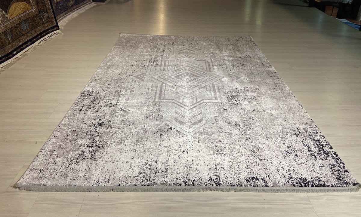 5x8 ft Abstract Diamond Bamboo Rug, Neutral Area Rug, Modern Living Room Carpet