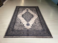 5x8 ft Black Medallion Area Rug, Bamboo Acrylic Rug, Vintage Turkish Living Room Carpet