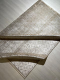 5x8 ft Beige Geometric Rug, Bamboo Acrylic Area Rug, Modern Living Room Carpet