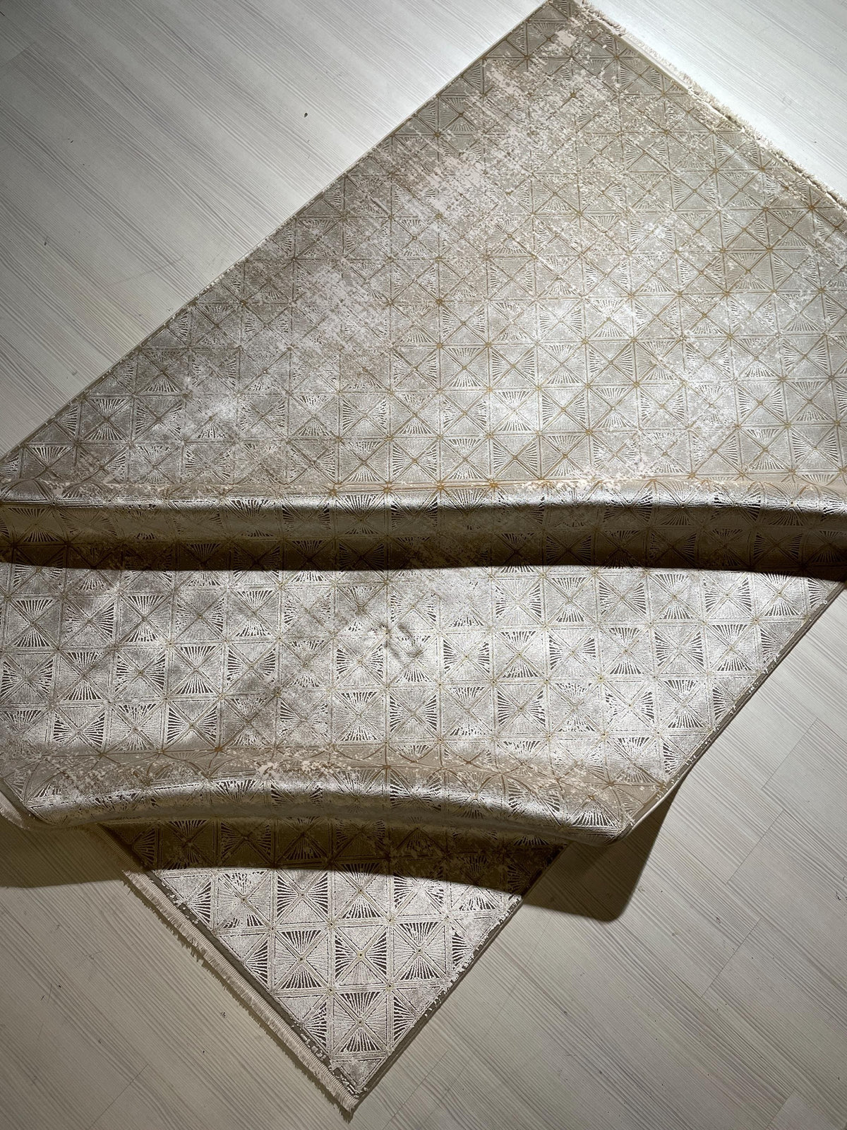 5x8 ft Beige Geometric Rug, Bamboo Acrylic Area Rug, Modern Living Room Carpet