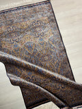 3x5 ft Navy Blue Gold Bamboo Silk Runner Rug, Traditional Modern Hallway Rug