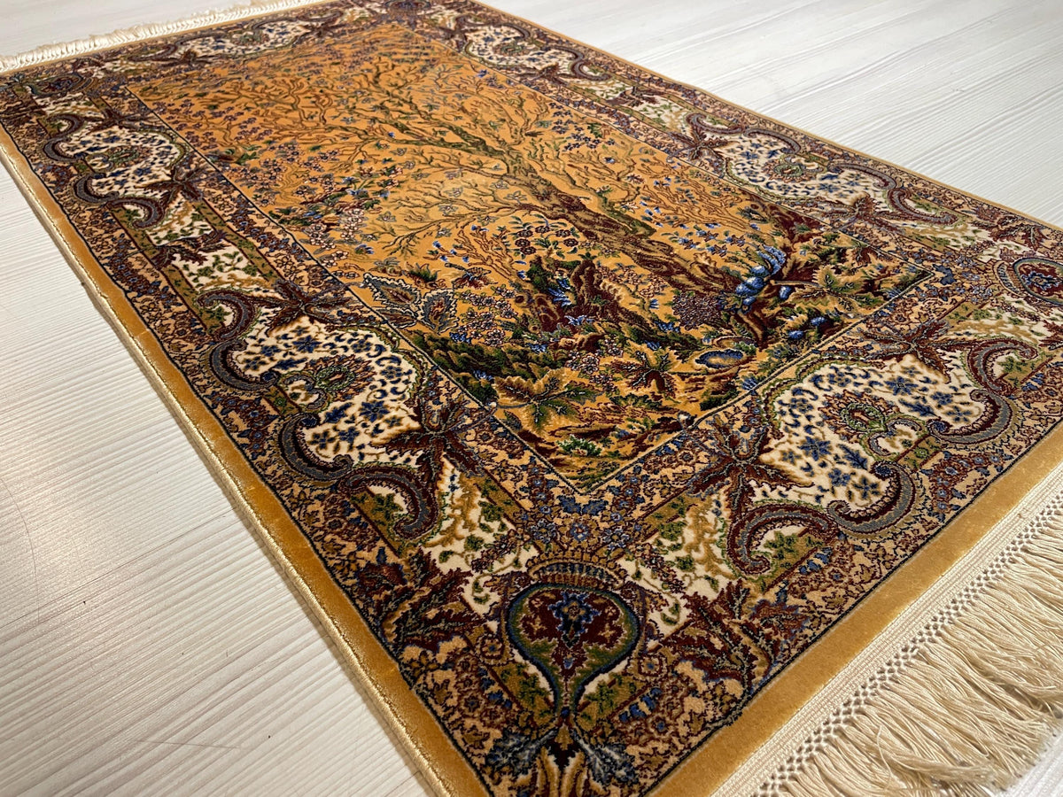 3x4 ft Modal Silk Tree of Life Rug, Turkish Wall Carpet, Nature Art Rug