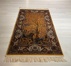 3x4 ft Modal Silk Tree of Life Rug, Turkish Wall Carpet, Nature Art Rug